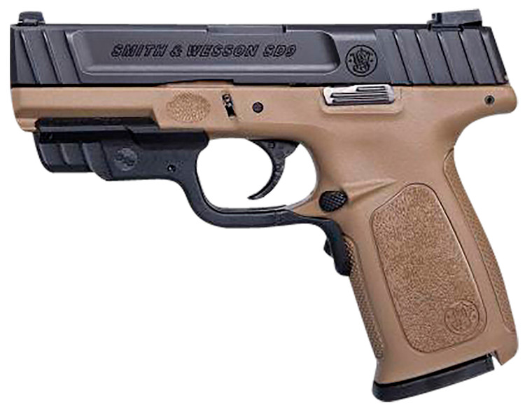 Smith  Wesson 12400 SD  9mm Luger 161 4 Barrel Flat Dark Earth Polymer Frame wPicatinny Acc. Rail Armornite Stainless Steel Slide Textured Polymer Grip Includes Crimson Trace Red Laserguard