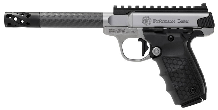 Smith  Wesson 12080 Performance Center Victory Target 22 LR 6 CF MB 101 Stainless Steel Tandemkross Black HiveGrip with Integrated Target Thumb Rest Grip