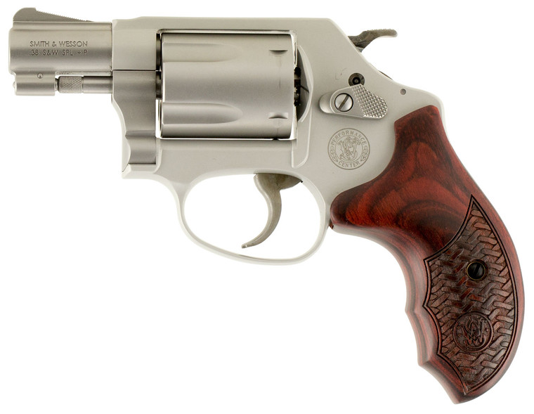 Smith  Wesson 170349 Model 637 Performance Center Enhanced Action 38 SW Spl P Stainless Steel 1.88 Barrel  5rd Cylinder Matte Silver Aluminum Alloy JFrame Custom Wood Grip Internal Lock