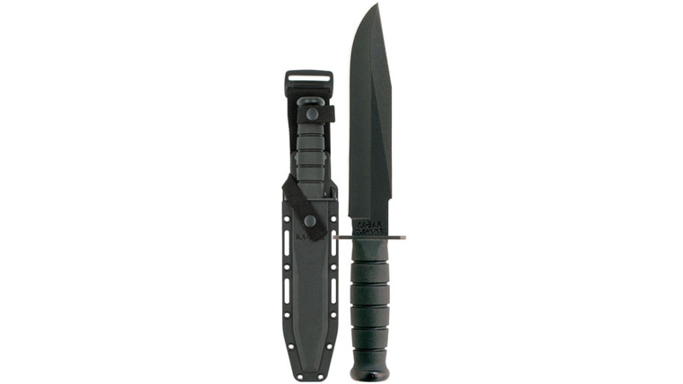 KA-BAR Knives Fighter Straight Edge Fixed Knife, 8in, 1095 Cro-Van, Clip Point, Black Powder Coat