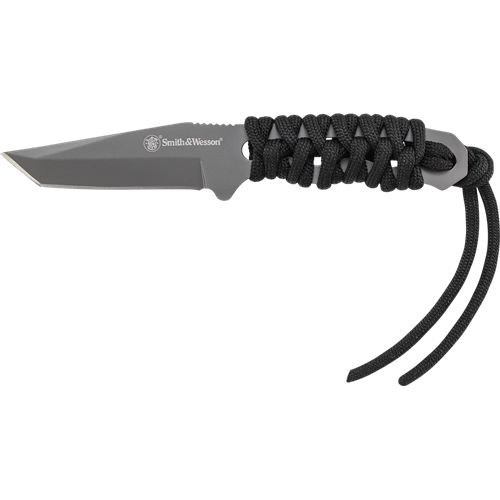 Smith & Wesson -  Tanto Fixed Neck Knife, Paracord Wrapped Handle, Nylon Fiber Sheath