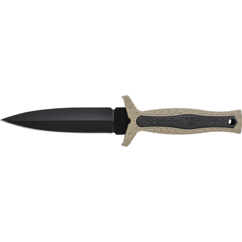 Smith & Wesson -  M&P Fixed Blade Boot Knife, Spear Point False Edge Blade, Rubberized Handle w/Brown Rubber Insert