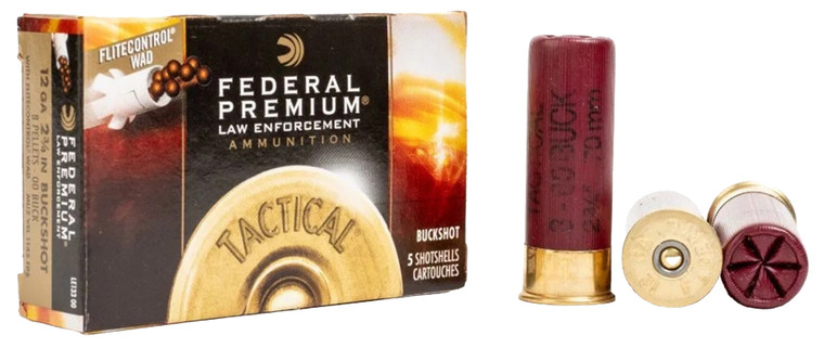 Federal LE 12 Gauge Tactical Low Recoil 8 Pell. 00 Buckshot