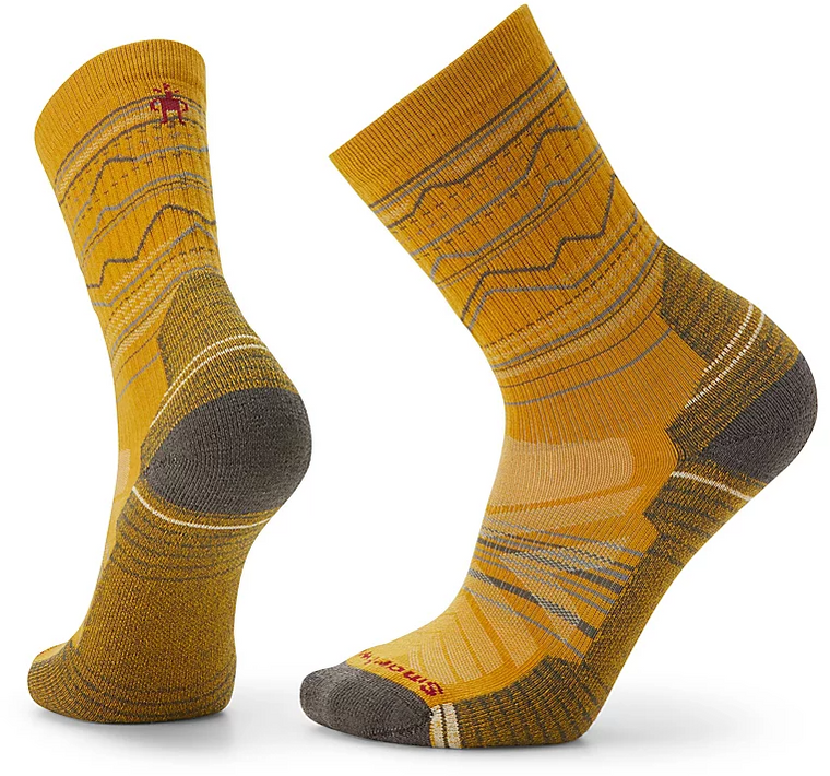 Smartwool Hike Light Cushion Mountain Range Pattern Crew Socks,Gold, Large