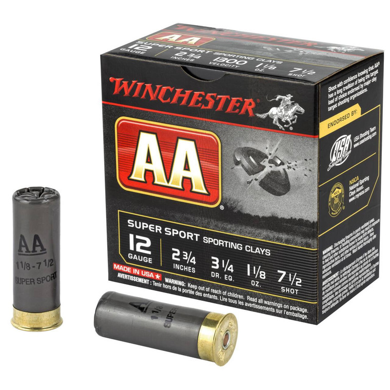 Winchester AA Super Sport Sporting Clay 12 Gauge 2.75" 1-1/8oz 7.5 Shot