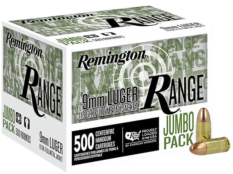 Remington Range Jumbo Pack 9mm Luger 115 Grain Full Metal Jacket