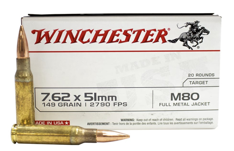 Winchester M80 7.62x51mm NATO 149 Grain Full Metal Jacket Lead Core