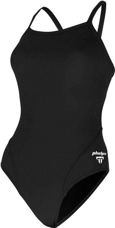 MP Michael Phelps Solid Thin Strap Swimsuit, Black, Size - 22