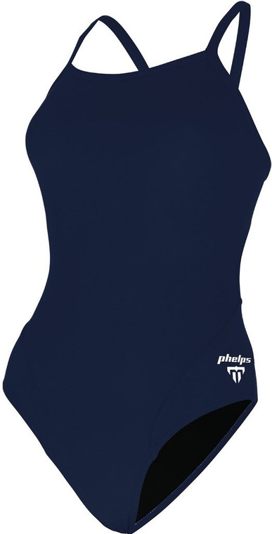 MP Michael Phelps Solid Mid Back Swimsuit - Navy Blue - Size 22