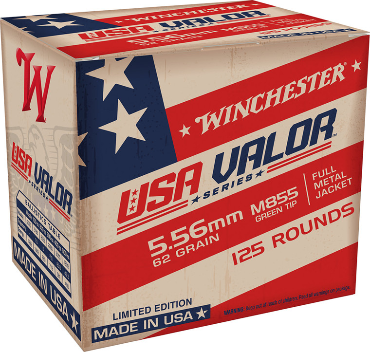 Winchester USA Valor M855 Green Tip 5.56x45mm NATO 62 Grain FMJ