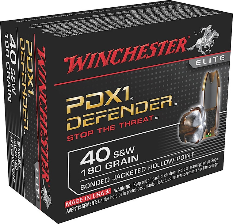 Winchester Defender 40 S&W 180 Grain Bonded Jacket Hollow Point