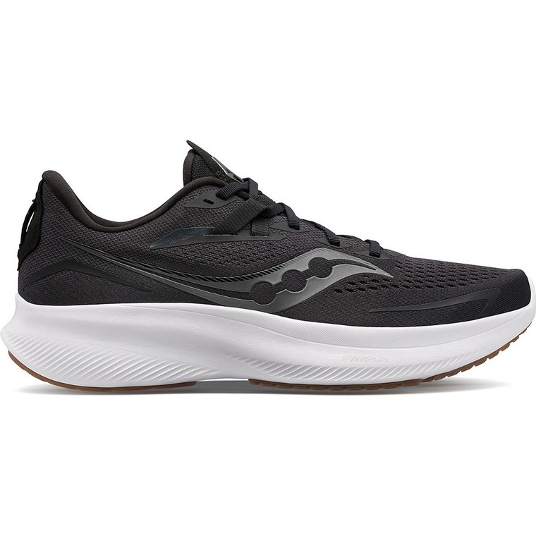 Saucony Men's Ride 15 Running Shoes, Black/Gum, Size 10.0M