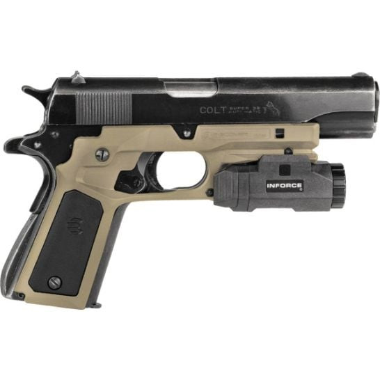 RECOVER TACTICAL M1911 ホルスター、フレーム&グリップ Recover Tactical Grip and Rail System for 1911 - Tan Frame w/ BLK