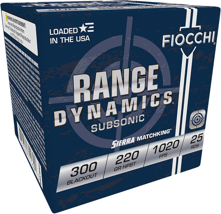 Fiocchi Range Dynamics Subsonic .300 Blackout 220 Grain Sierra MatchKing BTHP
