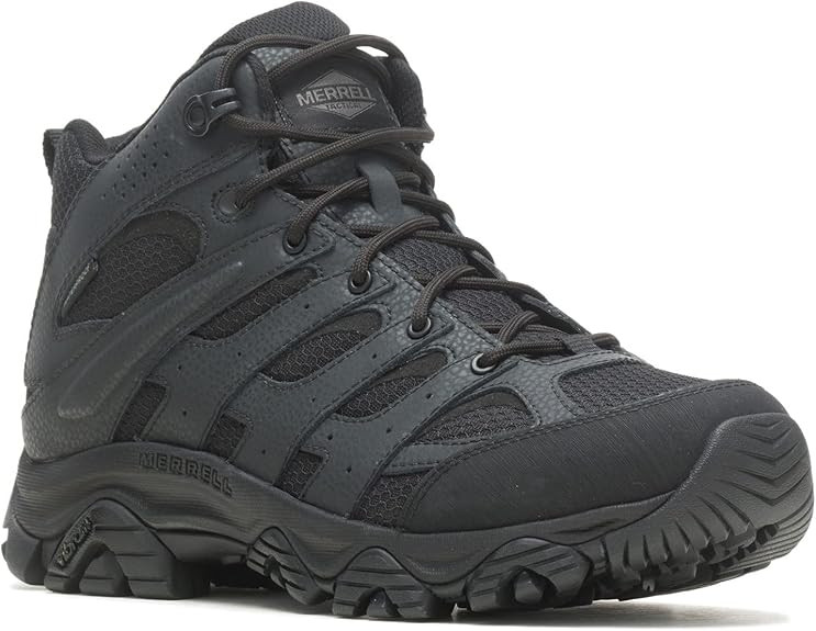 Merrell Men's Moab 3 Tactical Mid Waterproof Boots, Black, Size 12.0W