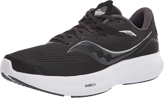 Saucony Men's Ride 15 Running Shoes, Black/White, Size 10.5M