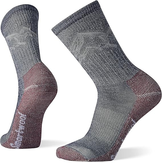 Smartwool Men's Light Cushion Mountain Pattern Crew Socks, Navy Blue/Red, M