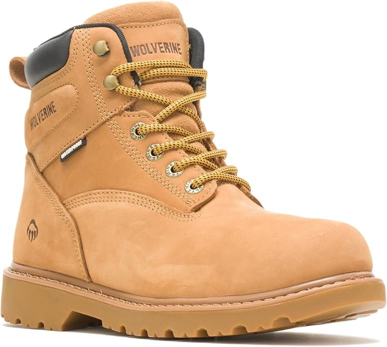 Wolverine Men's 6" Floorhand Waterproof Steel Toe Work Boots, Wheat, 10.5M