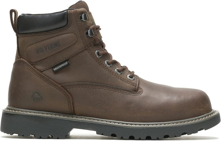 Wolverine Men's 6" Floorhand Waterproof Steel Work Boots, Dark Brown, 11M