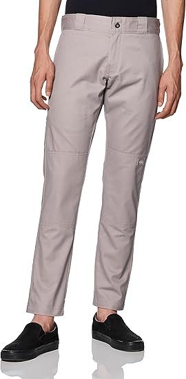 Dickies men's Skinny Straight Double Knee work pants, Silver, 31W x 34L