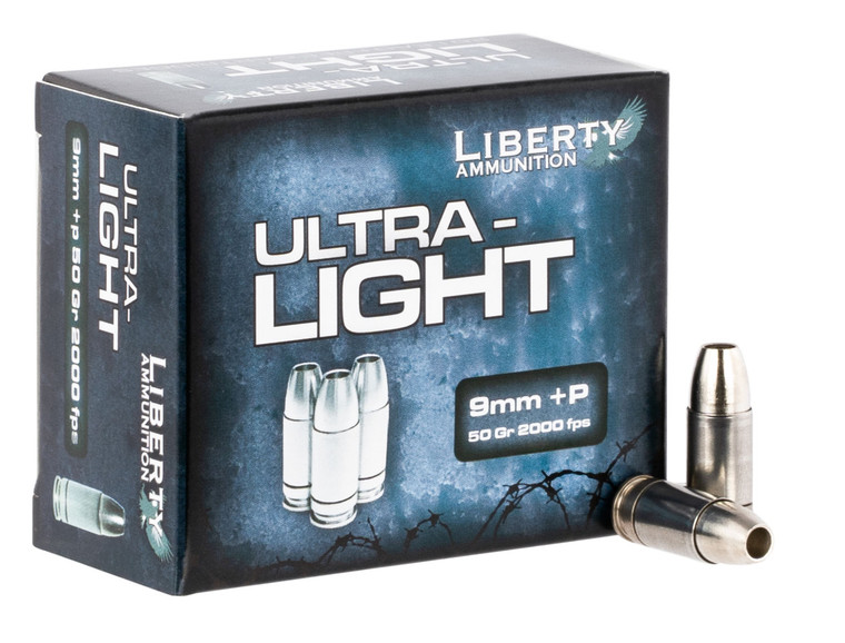 Liberty Ammunition Ultra-Light 9mm Luger +P 50 Grain LFF Hollow Point