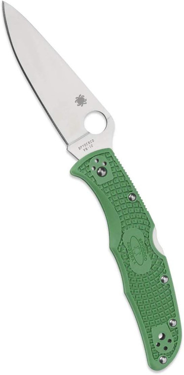 Spyderco Endura 4 VG10 SS Lightweight 3.75" Plain Folding Knife, Green
