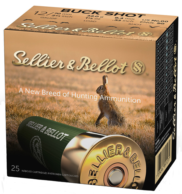 Sellier & Bellot 12 Gauge 2.75"  00 BuckShot 9 Pellet Shotgun Ammo
