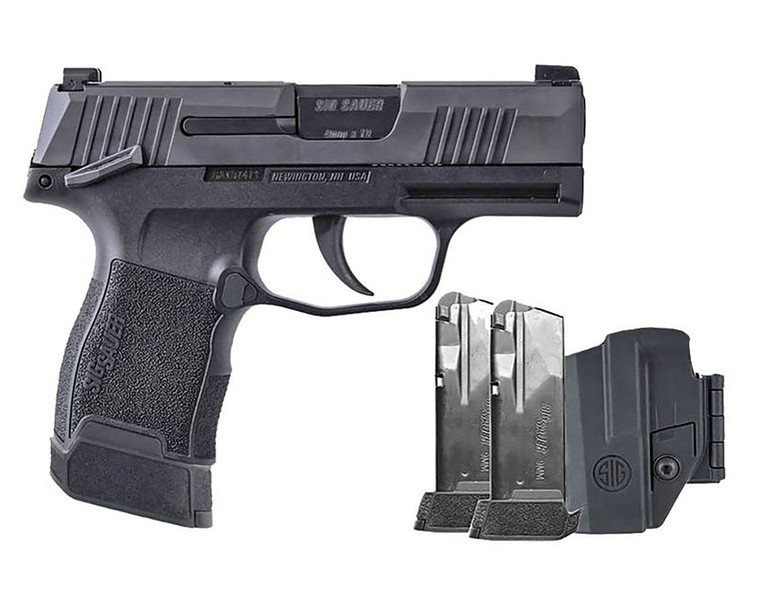 Sig Sauer P365 TACPAC 9mm Pistol, Manual Safety, W/ Holster & (3) 12rd Mags