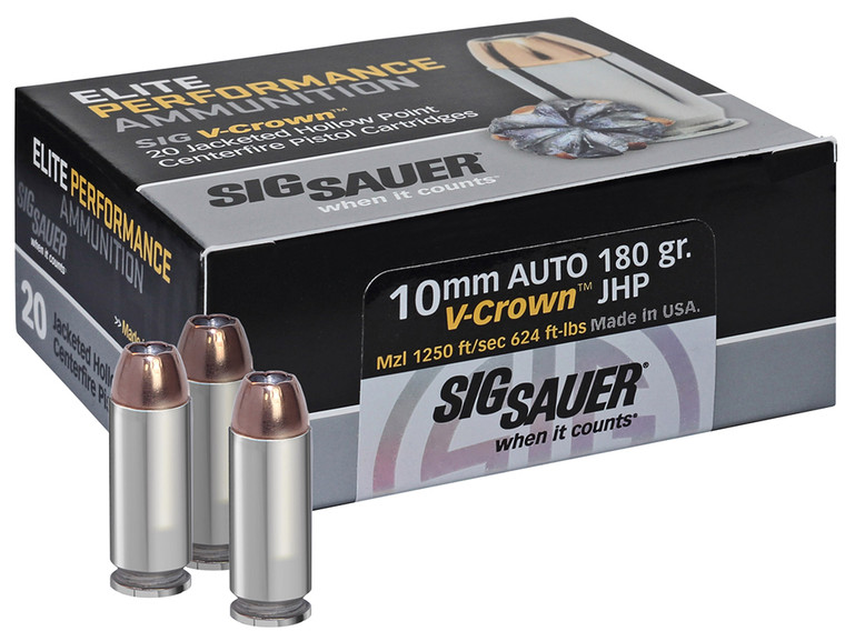 Sig Sauer Elite Performance 10mm Auto 180 Grain V-Crown JHP Ammo