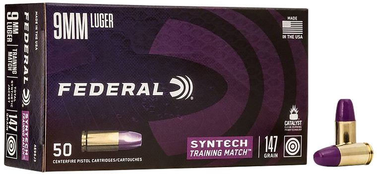 Federal 9mm 147 Grain Total Syntech Jacket (TSJ) Training Match Ammo