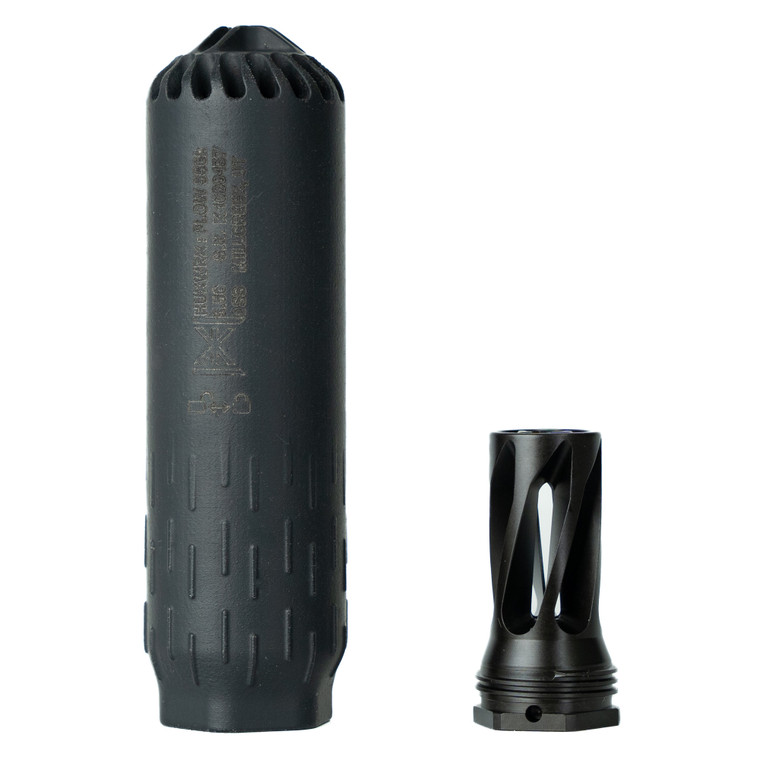 Huxwrx Flow 556k Suppressor W/ Flash Hider, 5.56/17hmr/5.7, Black (BLEM)