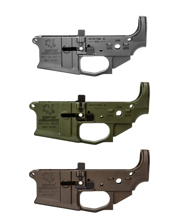 Griffin Armament MK2 AR‑15 Stripped Lower Receiver, Multi‑Caliber, Ambidextrous