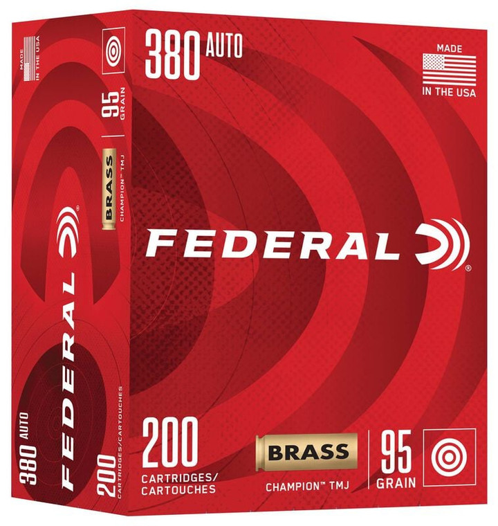 Federal Champion Training 380 ACP 95 Grain Full Metal Jacket (FMJ) Ammo