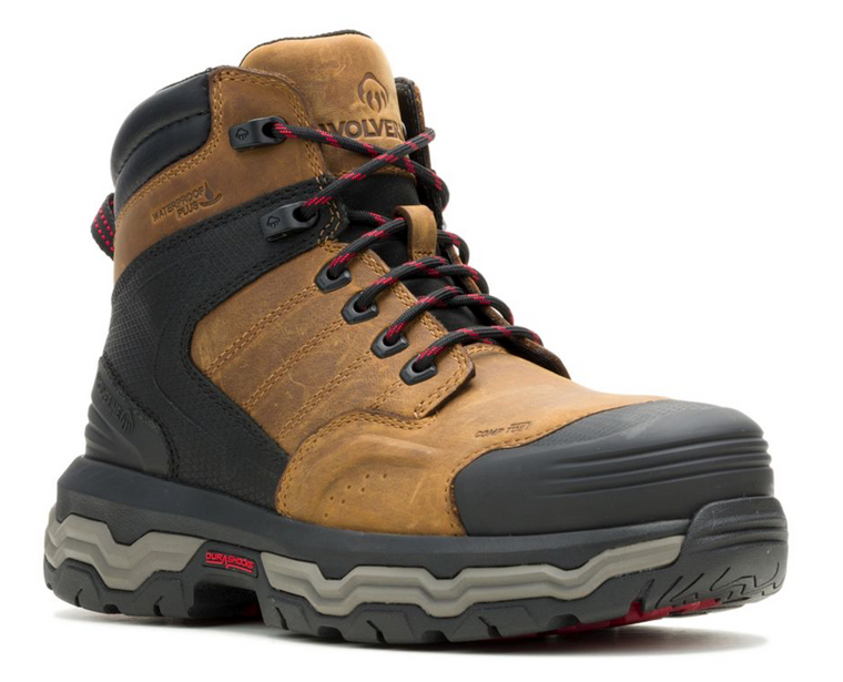 Wolverine Men's Alpha WP Infinity System 6" CarbonMax® Work Boot, Composite Toe, Dark Tan