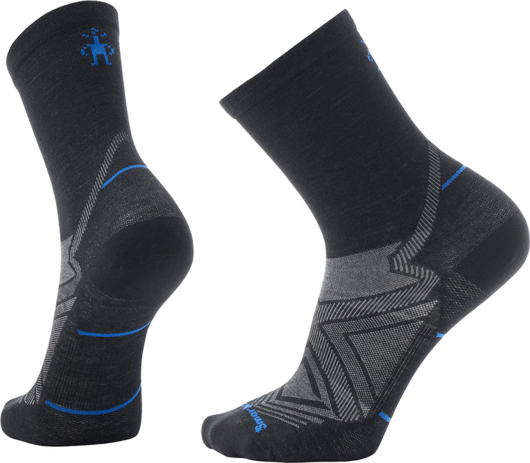 Smartwool Men's Run Zero Cushion Mid Crew Socks – Black