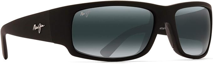 Maui Jim Unisex World Cup Square Sunglasses, Black Matte Rubber