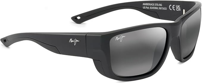 Maui Jim Unisex Amberjack Square Sunglasses, Matte Black