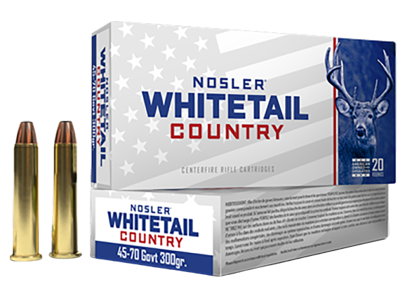 Nosler Whitetail Country 45-70 Gov 300 Grain Flat Base Soft Point (SP) Ammo
