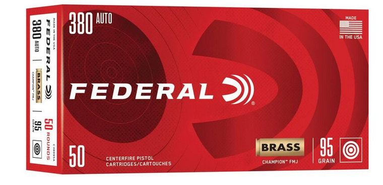 Federal Champion 380 ACP 95 Grain Full Metal Jacket (FMJ) Ammo