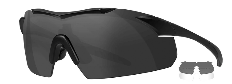 Wiley X Vapor APEL Shooting Glasses W/ 2 Interchangeable Lenses (Clear/Smoke Grey)