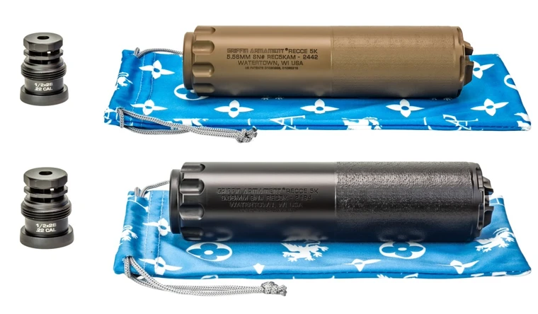 Griffin Armament 5K AM RECCE 5.56mm Suppressor, W/ Muzzle Device, 1/2"x28