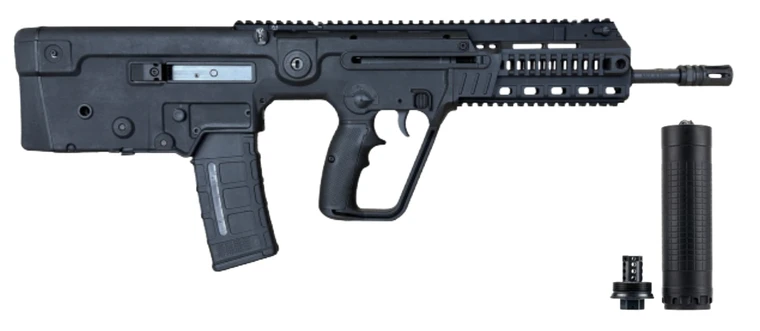 IWI Tavor X95 5.56mm Bullpup 30rd Rifle, 16.5" Barrel + IWI IWS6 DT Suppressor - Missing Foregrip Rail Covers