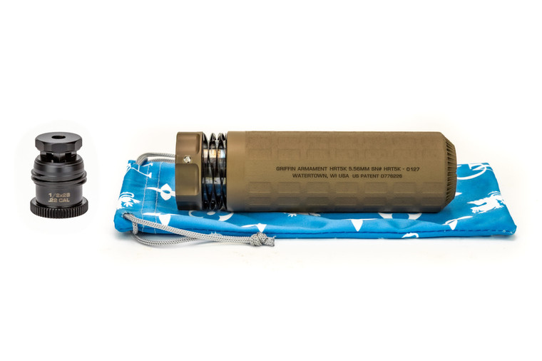 Griffin Armament HRT-5K AM 5.56mm DUAL-LOK Suppressor, W/ EZ-Brake 1/2×28 Muzzle Device, FDE