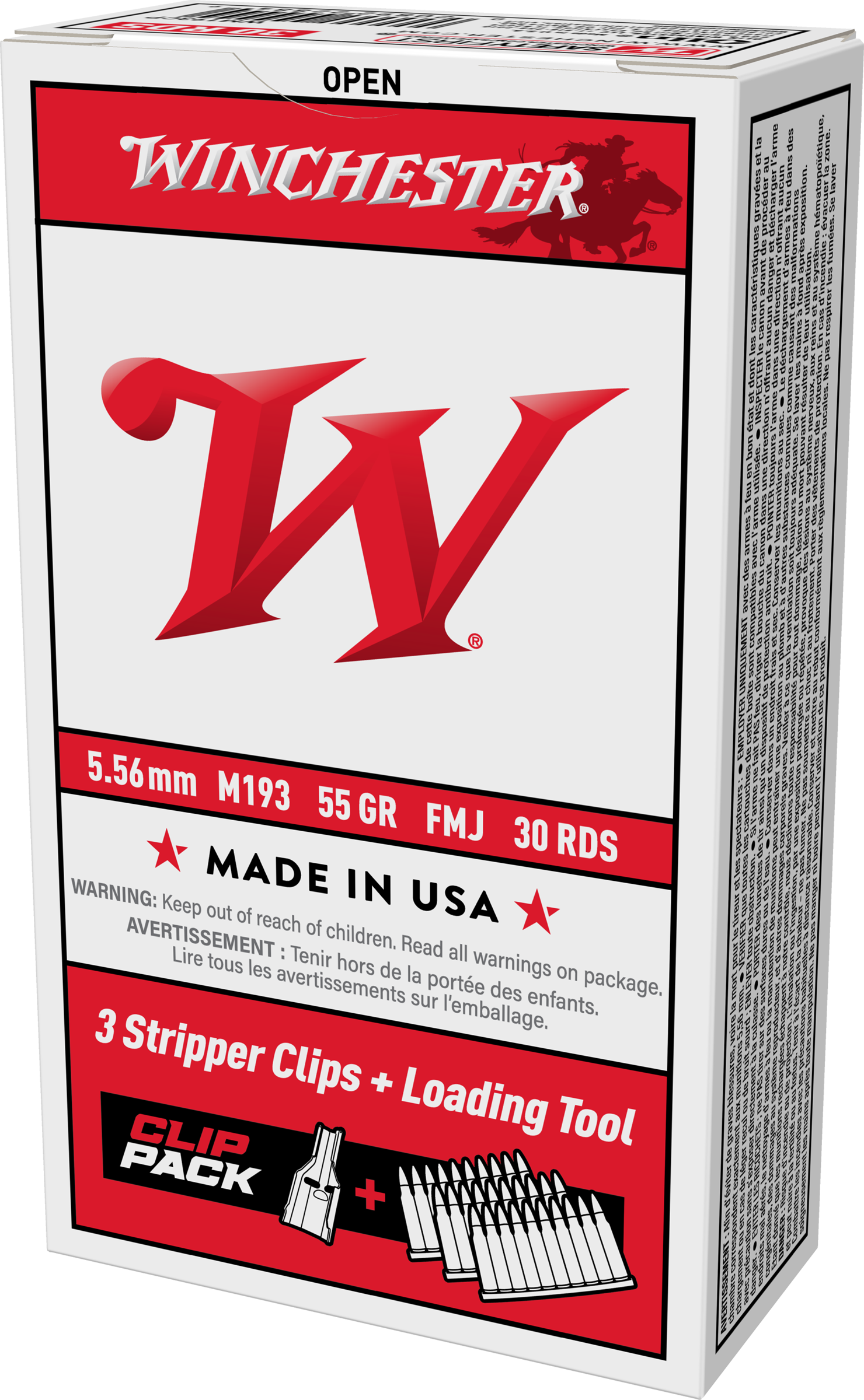 Winchester XM193 Lake City With Stripper Clips And Loading Tool WM193CP FMJ Ammo
