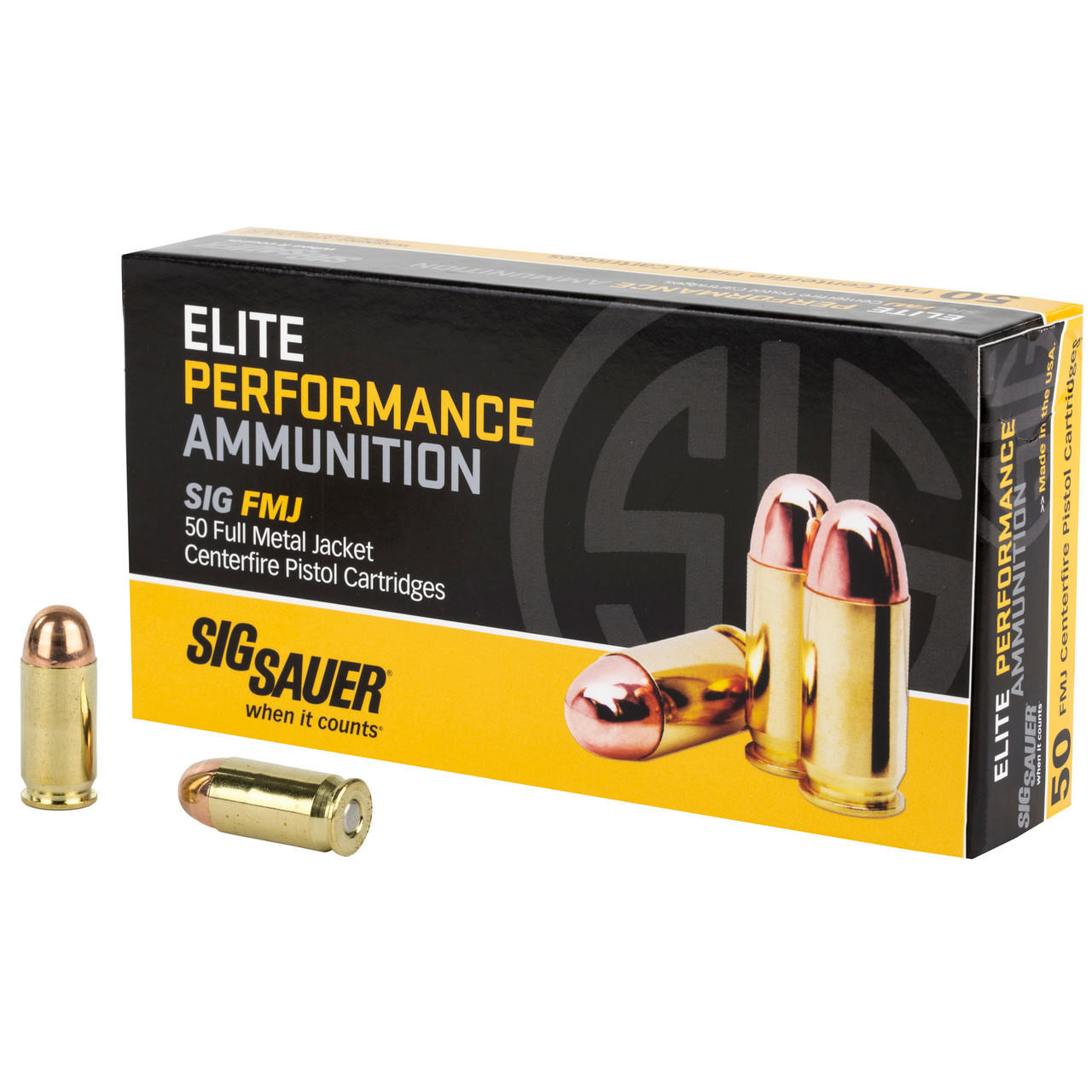 Bulk Sig Sauer Elite Ball ACP Brass Cased Centerfire FMJ Ammo