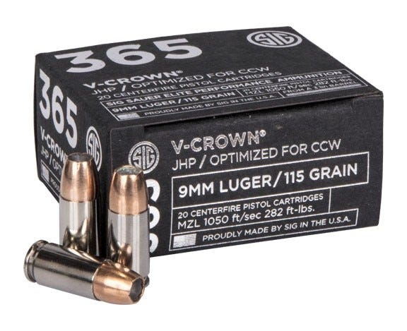Sig Sauer Elite Performance V-Crown Short Barrel S JHP Ammo