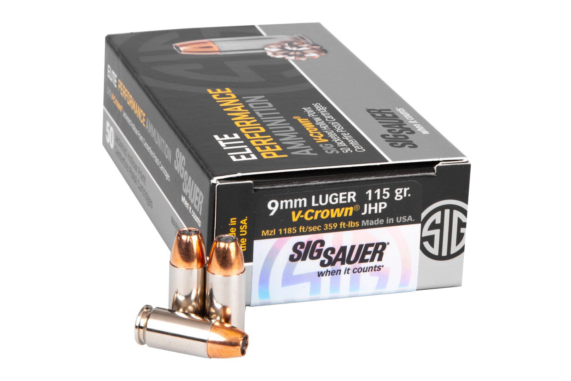 Sig Sauer Elite Performance Luger V-Crown JHP Ammo