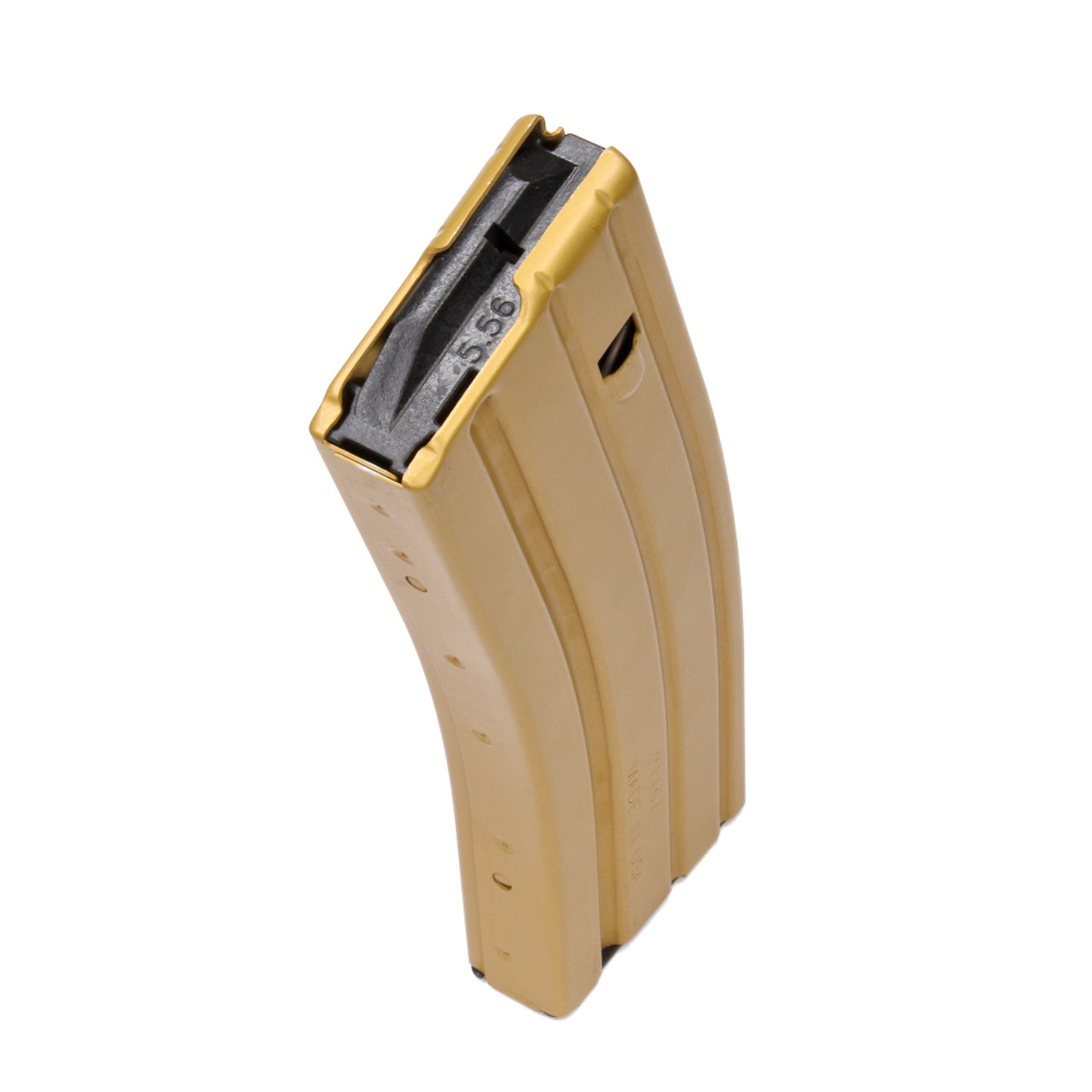 DURAMAG Speed Aluminum 30rd AR15 Mag 556 NATO223300BLK Desert Gold with Black Follower