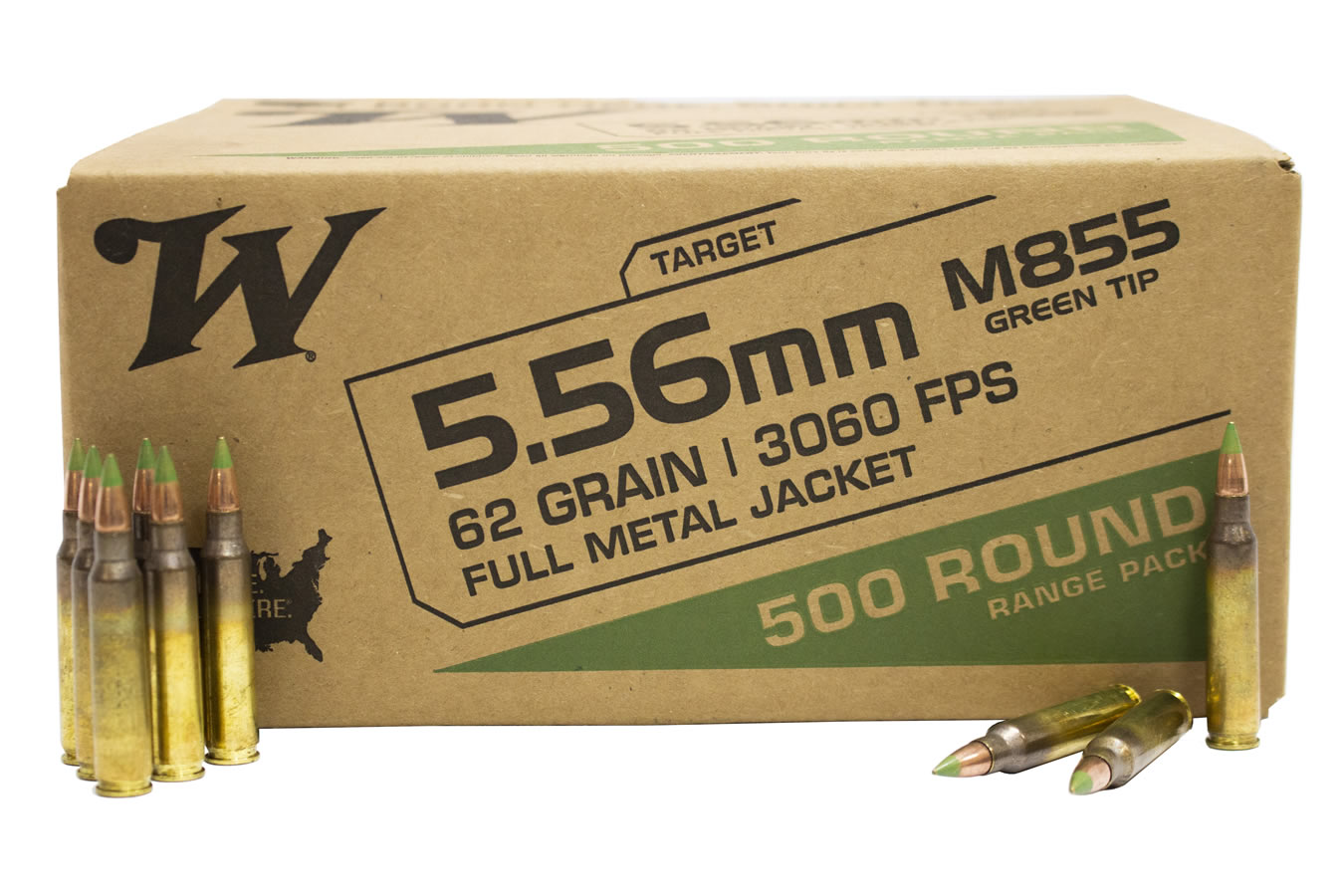 Bulk Winchester USA M855 Green Tip FMJ Ammo