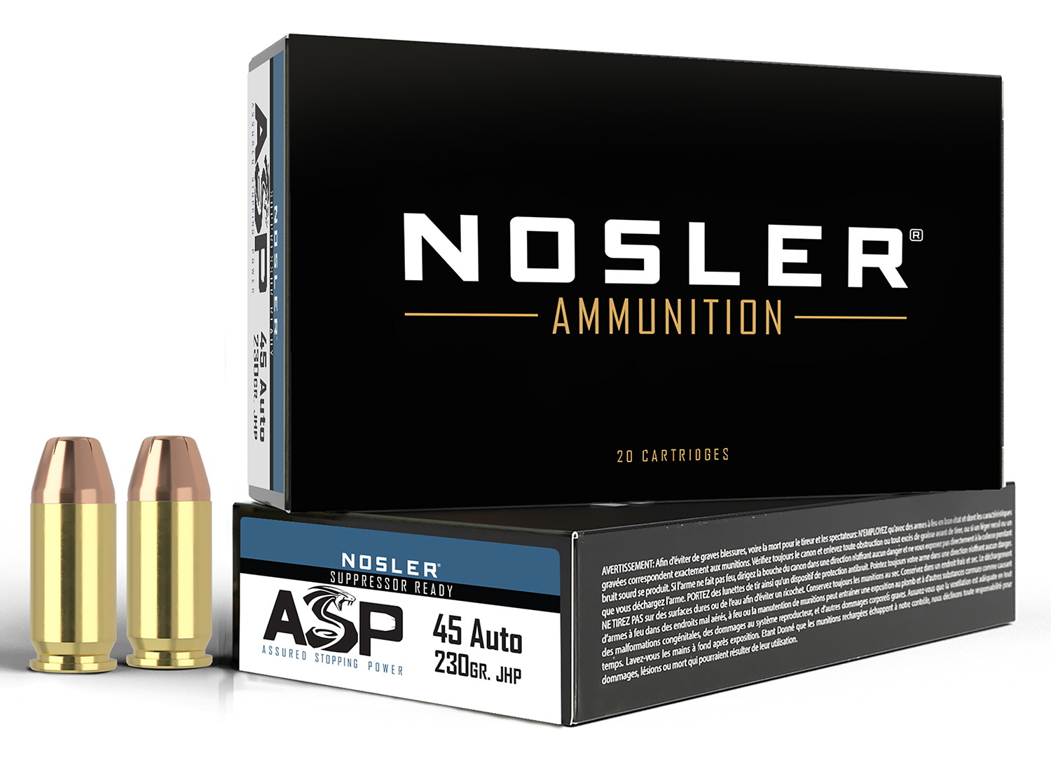 45 ACP/Auto Ammo - Bulk Nosler ASP Ammo JHP Bulk Nosler ASP JHP Ammo